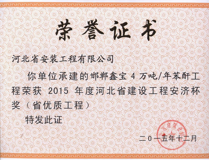 Handan Xinbao - 2015 provincial excellent